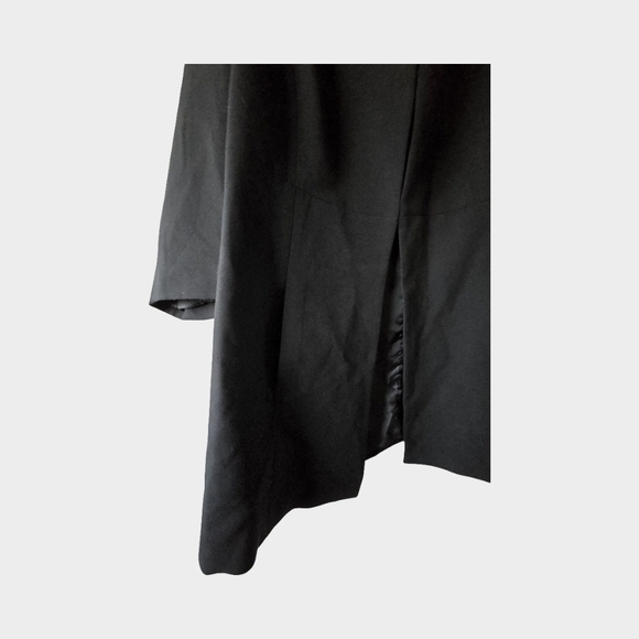 Le Suit Black Long Blazer Collarless Jacket Structured Career Minimalist Open 18 - Picture 9 of 16